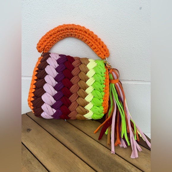 Multicolor organic Turkish cotton woven bag - Picture 2 of 4